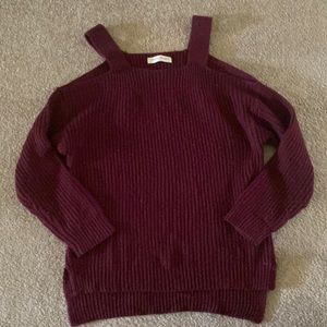 Burgundy cold shoulder sweater